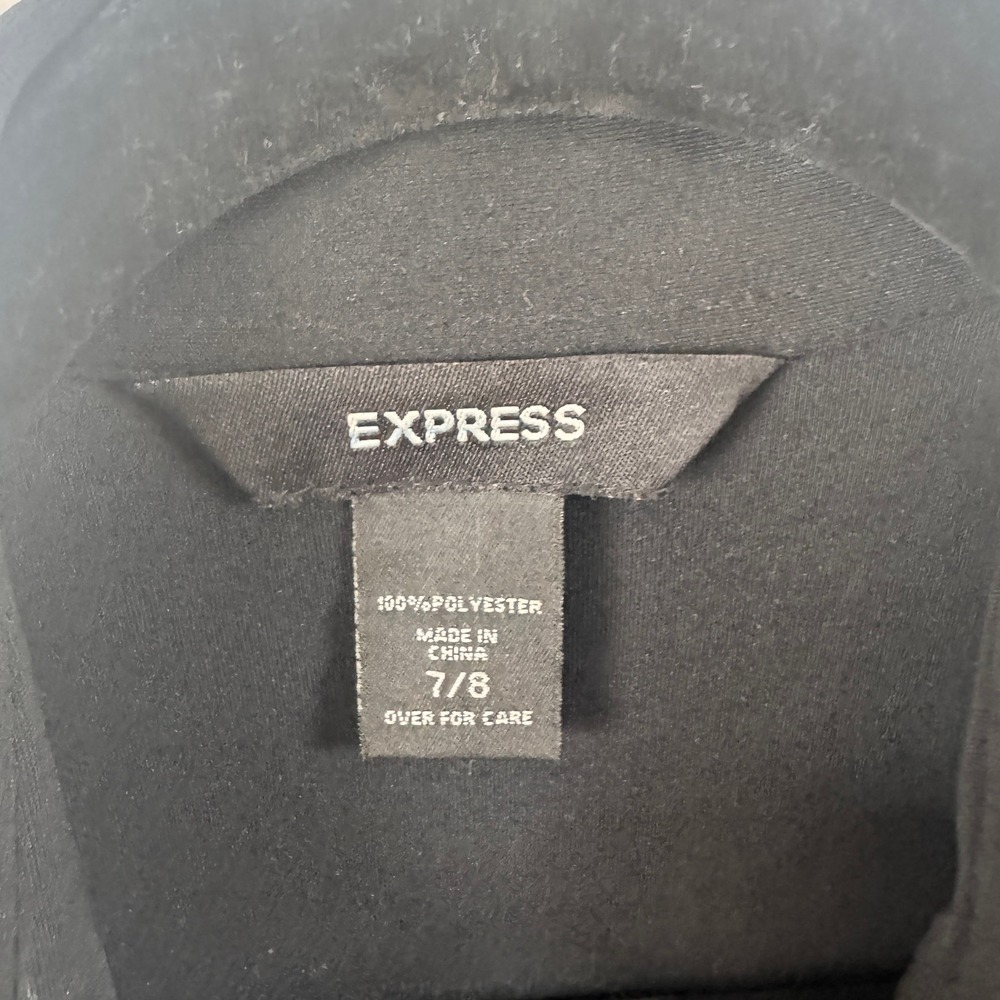 EXPRESS Black Long Sleeve Tie Front Collared Dress Office Casual Y2K Size 7/8‎ - Picture 3 of 3